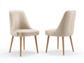 Sillas de comedor de cuero sintético y madera 52x56x86 cm - Beige-Roble claro - Juego de 2 con respaldo alto y diseño moderno
