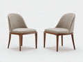 Sillas de comedor tapizadas en cuero sintético 50x56x86 cm - Gris topo y madera oscura - Respaldo curvo y diseño moderno