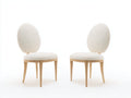 Sillas de comedor tapizadas en tela y madera 50x56x88 cm - Beige claro-Madera natural - Diseño moderno con respaldo ovalado