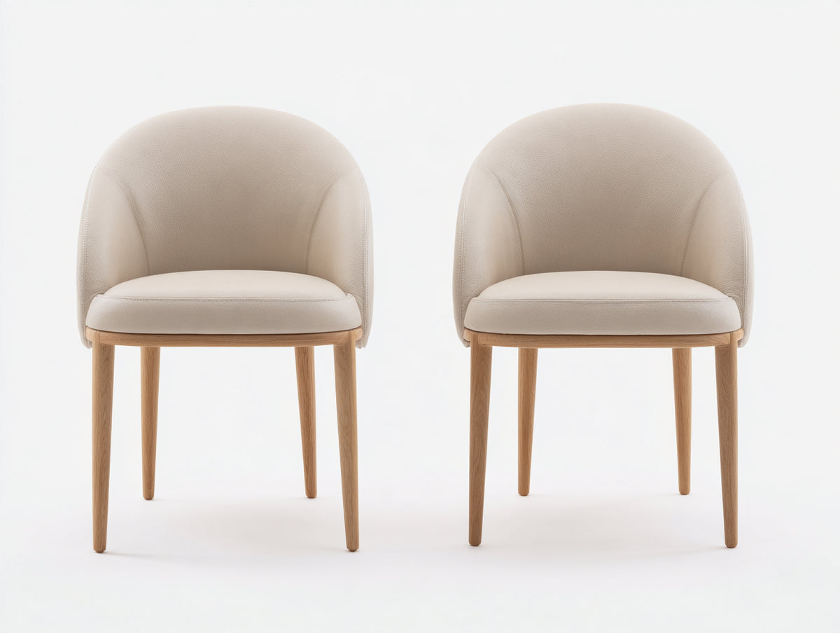 Sillas de comedor tapizadas 58 x 56 x 82 cm - beige y marrón claro - diseño moderno con respaldo envolvente