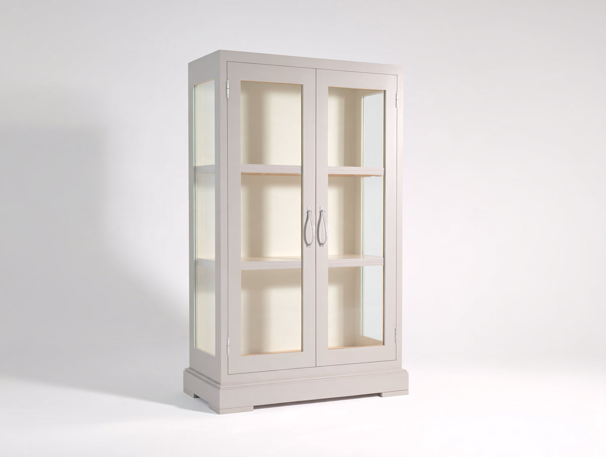 Vitrina de madera y vidrio 100x42x180 cm - Beige claro - Diseño moderno con 2 puertas acristaladas