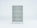 Vitrina de metal y vidrio 90x40x180 cm - Gris claro - Diseño moderno con 2 puertas