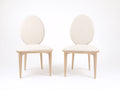Sillas de comedor tapizadas 50 x 54 x 88 cm - blanco y marrón claro - diseño moderno con respaldo ovalado
