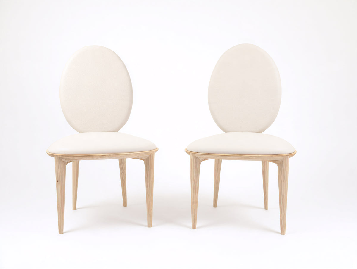 Sillas de comedor tapizadas 50 x 54 x 88 cm - blanco y marrón claro - diseño moderno con respaldo ovalado