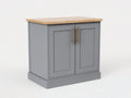 Aparador de 2 puertas madera de ingeniería 100x45x90 cm - Gris y madera natural - Tiradores dorados y diseño moderno