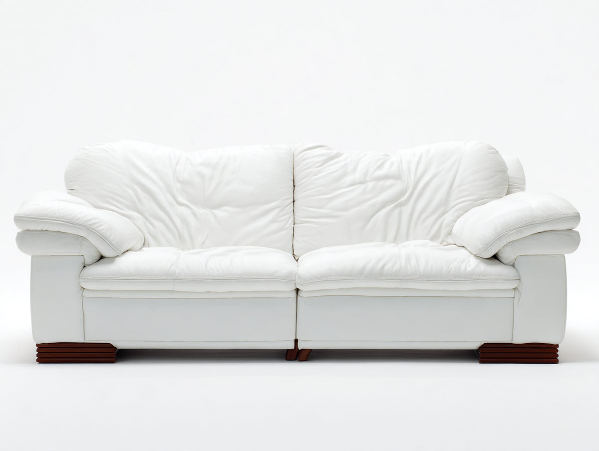 Sofá de 2 plazas 178x92x88 cm - blanco - tapizado acolchado con reposabrazos amplios y base efecto madera