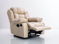 Sillón reclinable de cuero sintético 105x95x105 cm - beige - asiento acolchado con reposapiés