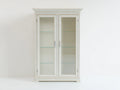 Vitrina de 2 puertas 100 x 45 x 190 cm - blanco y plateado - diseño clásico con puertas de vidrio