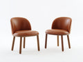 Sillas de comedor tapizadas en cuero sintético 52x56x82 cm - Marrón coñac y madera natural - Diseño moderno