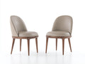 Sillas de comedor de cuero sintético y madera 52x55x83 cm - Beige-Nogal - Juego de 2 con respaldo curvo y diseño moderno