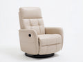 Sillón reclinable de cuero sintético 92x88x108 cm - beige - base giratoria y respaldo alto