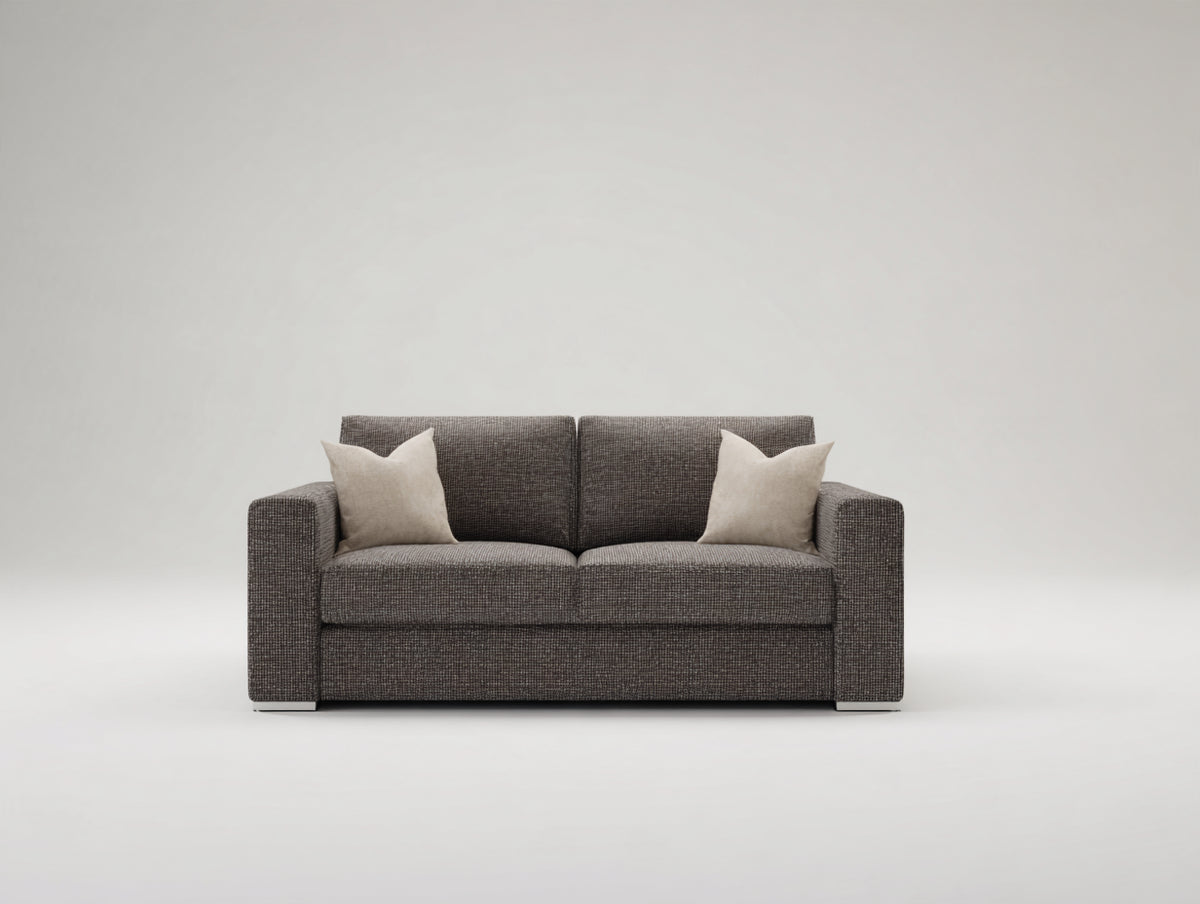 Sofá de 2 plazas tapizado en tejido 180x90x85 cm - Marrón oscuro y plateado - Diseño moderno
