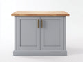 Aparador de madera 110x45x90 cm - Gris-Madera natural-Dorado - Diseño moderno con 2 puertas