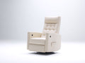 Sillón reclinable tapizado en cuero sintético 85x90x110 cm - Crema y negro - Base giratoria y bolsillo lateral