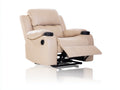 Sillón reclinable tapizado en cuero sintético 100x95x105 cm - Crema y negro - Reposapiés extensible y portavasos integrados