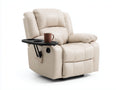Sillón reclinable tapizado en cuero sintético 98 x 96 x 108 cm - Beige - Bandeja lateral con portavasos