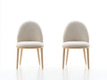 Sillas de comedor 48x54x84 cm - beige claro y madera - conjunto de 2 tapizadas con respaldo ovalado y diseño moderno