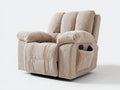 Sillón reclinable tapizado en tejido acanalado 95x90x105 cm - Beige - Reposapiés extensible y bolsillo lateral