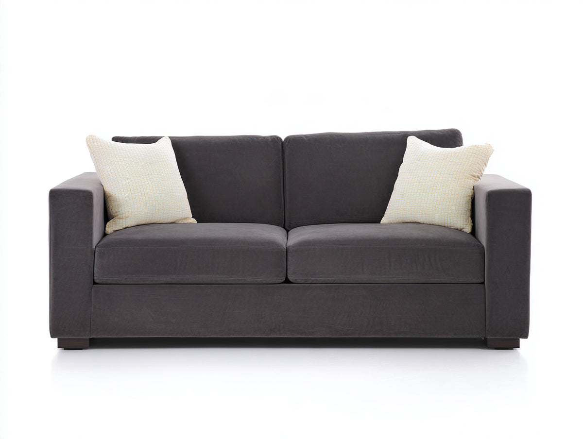 Sofá de 2 plazas 175x90x85 cm - gris oscuro - tapizado de tela con reposabrazos rectos y diseño moderno