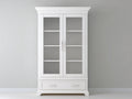 Vitrina de 2 puertas 100x45x190 cm - blanco - con puertas de vidrio y 1 cajón inferior