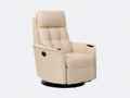 Sillón reclinable giratorio tapizado en cuero sintético 92 x 95 x 108 cm - Beige - Portavasos integrados